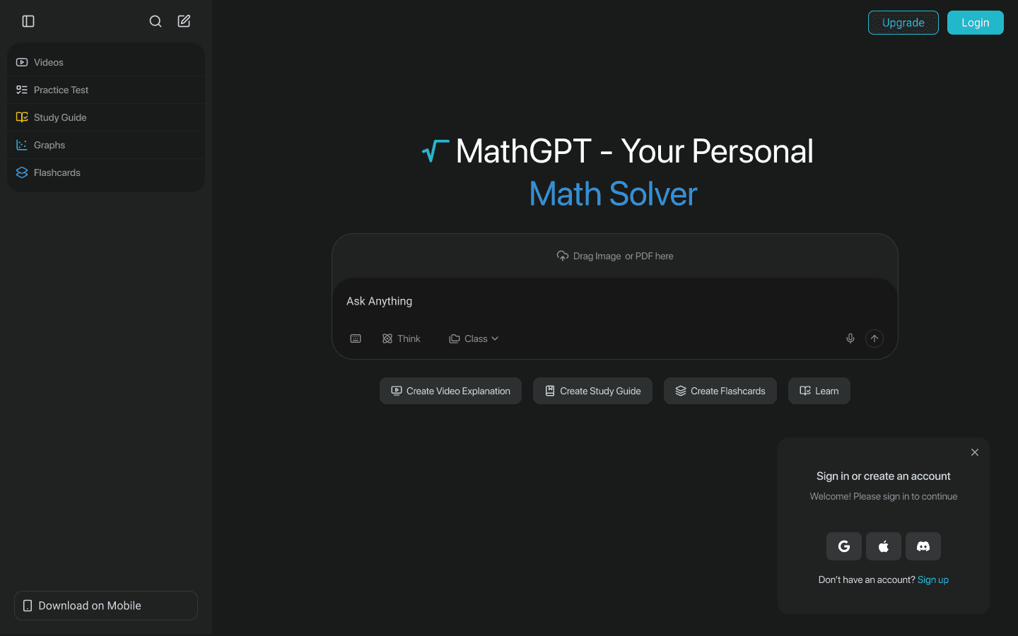 MathGPT product interface