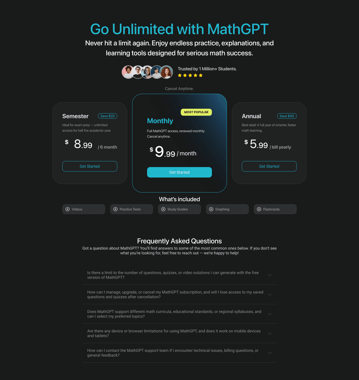 MathGPT subscription plan experience