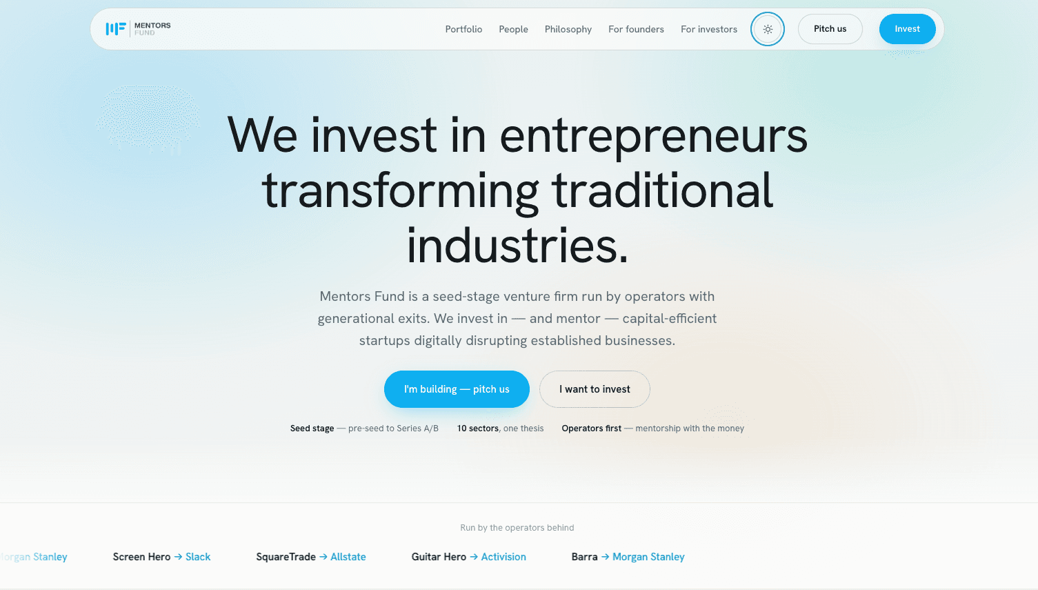 Mentors Fund light website experience