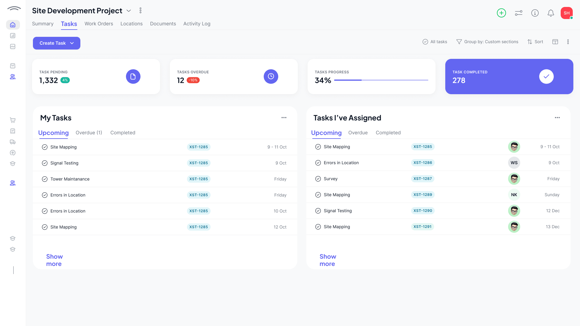 Fieldforce project task view