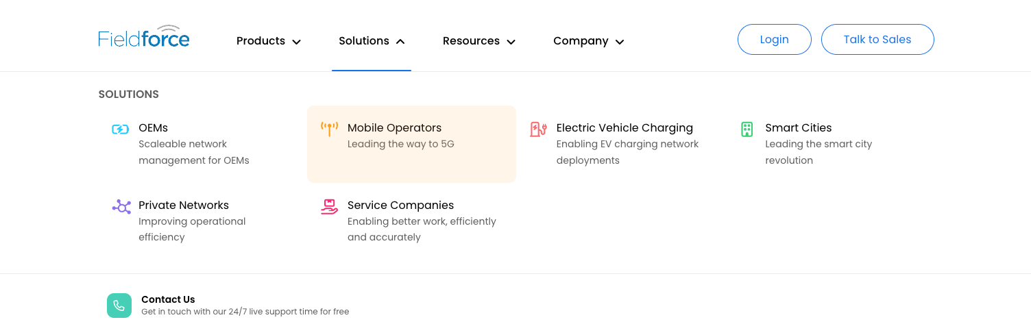 Fieldforce website solutions navigation