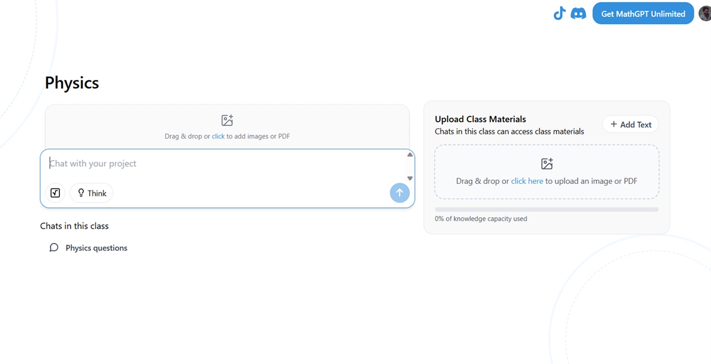 MathGPT product before the redesign concept