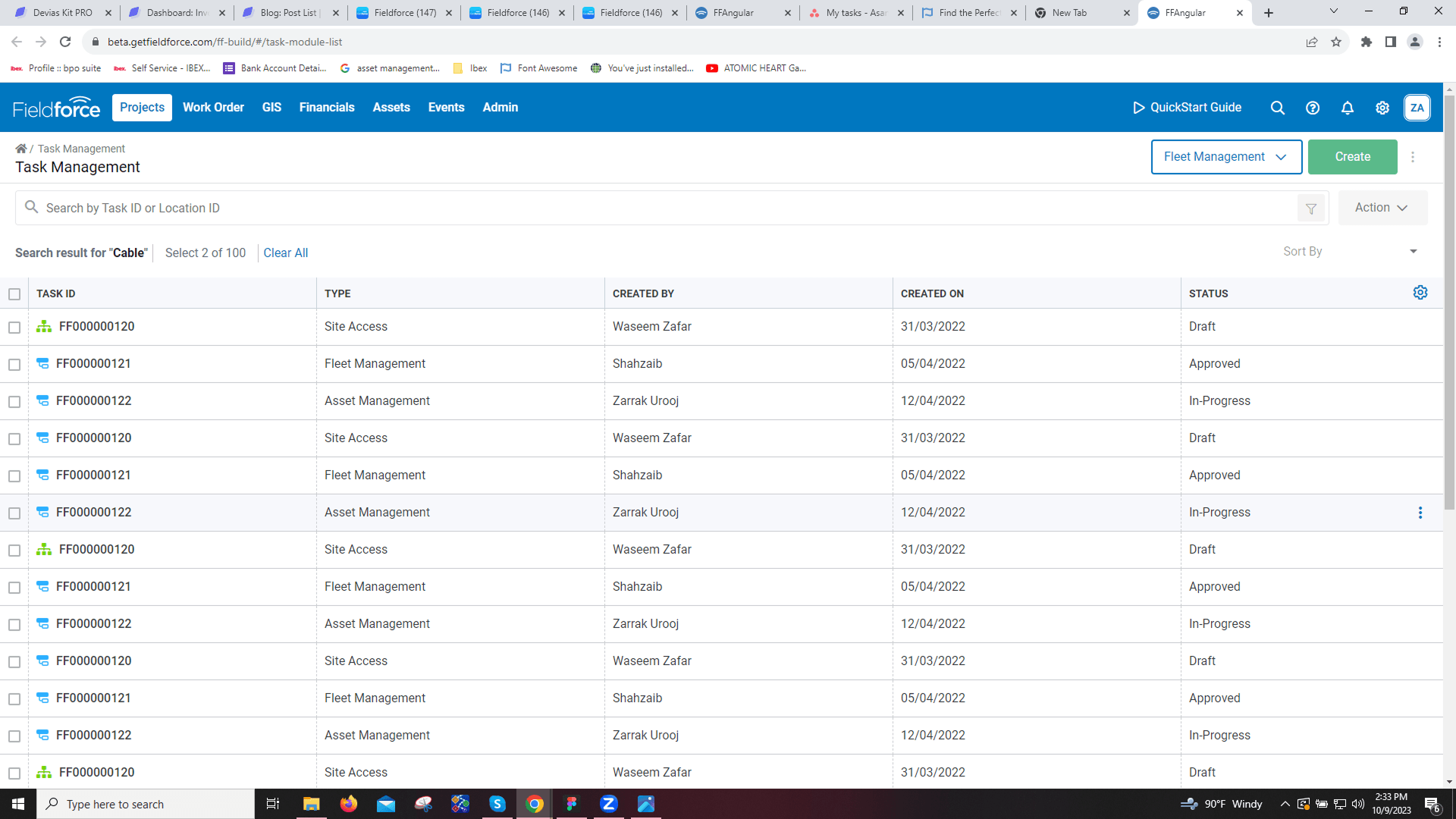 Fieldforce platform UI before the redesign
