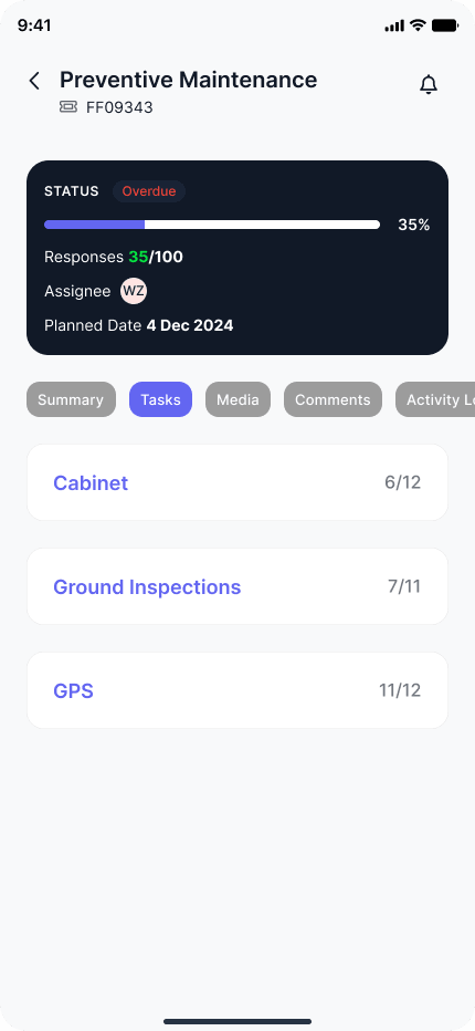 Fieldforce mobile ticket details screen