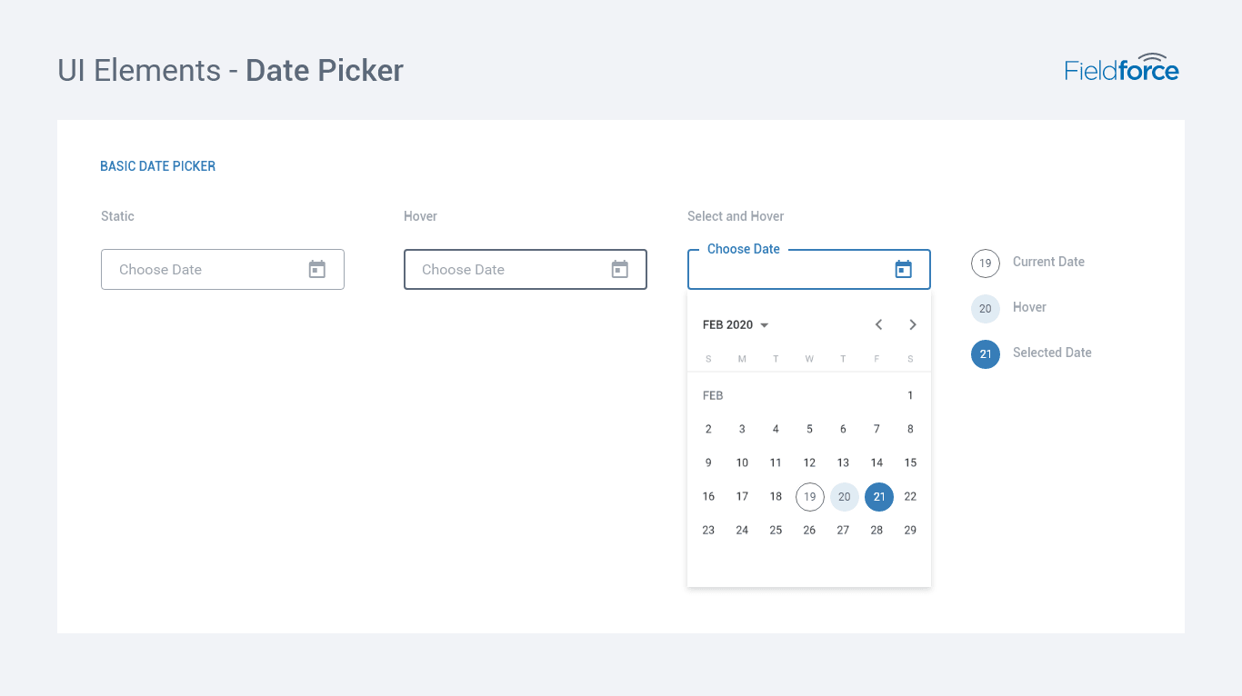 Fieldforce date picker patterns